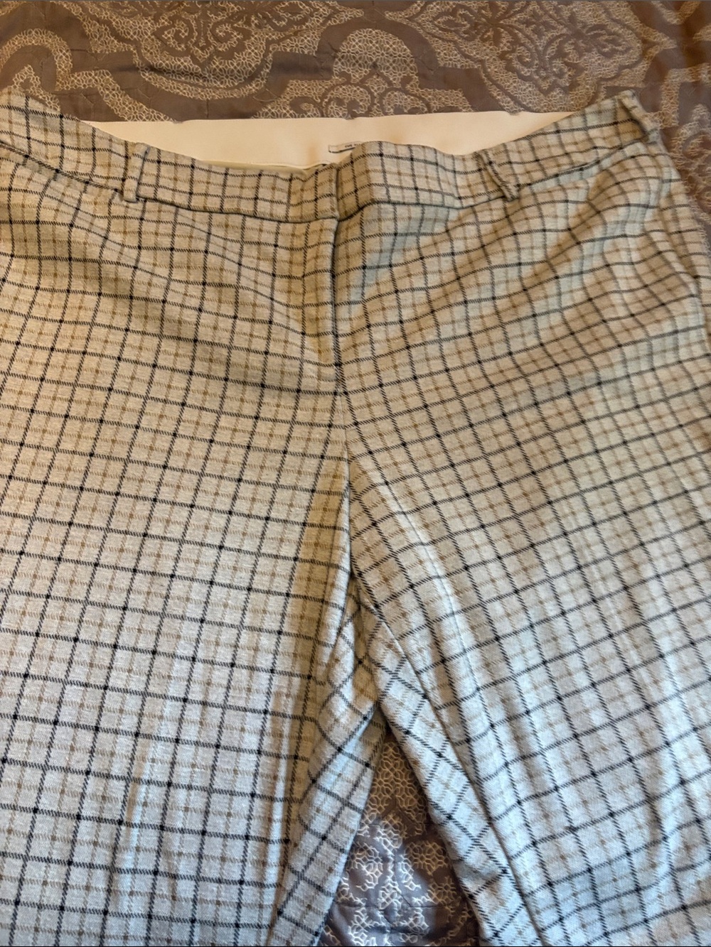 Lane Bryant Cream and Black Plaid Trousers